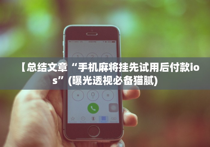 【总结文章“手机麻将挂先试用后付款ios”(曝光透视必备猫腻)