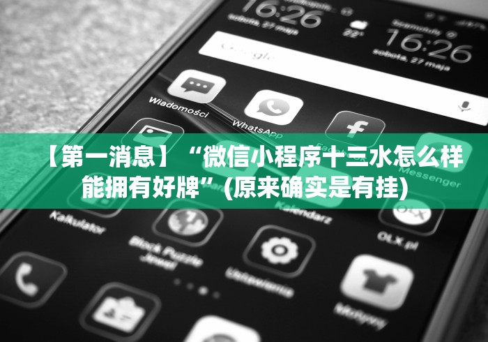 【第一消息】“微信小程序十三水怎么样能拥有好牌”(原来确实是有挂)