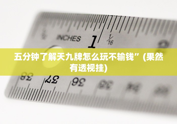 五分钟了解天九牌怎么玩不输钱”(果然有透视挂)