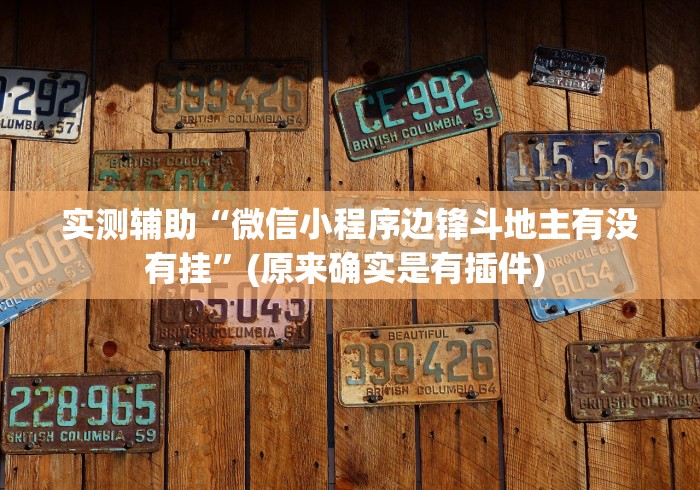 实测辅助“微信小程序边锋斗地主有没有挂”(原来确实是有插件) 