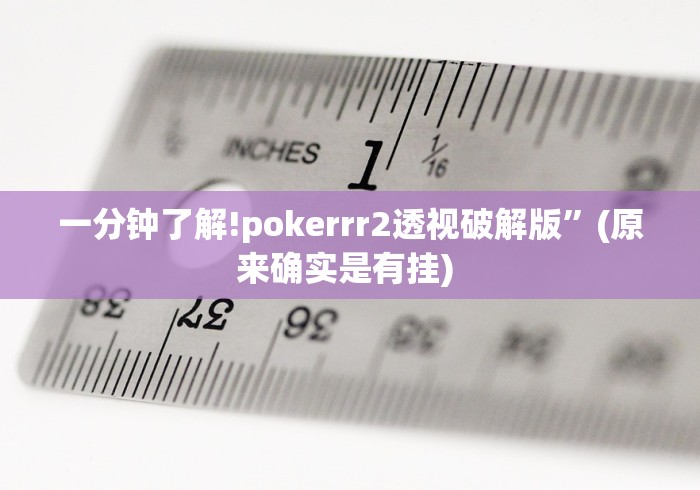 一分钟了解!pokerrr2透视破解版”(原来确实是有挂) 