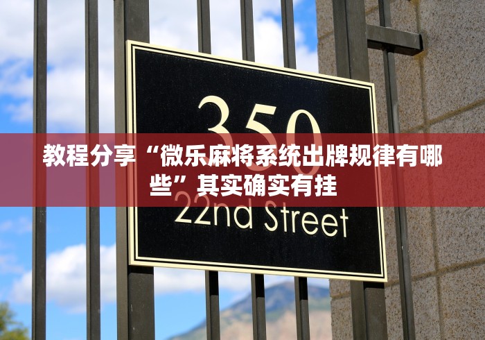 教程分享“微乐麻将系统出牌规律有哪些”其实确实有挂