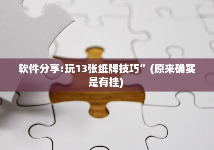 软件分享:玩13张纸牌技巧”(原来确实是有挂) 