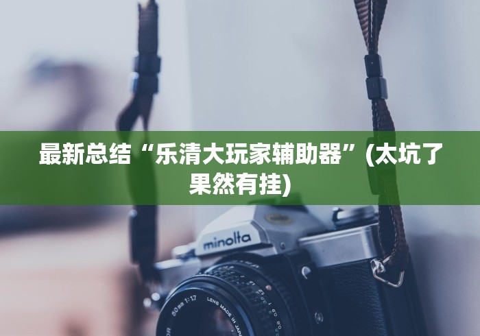 最新总结“乐清大玩家辅助器”(太坑了果然有挂)