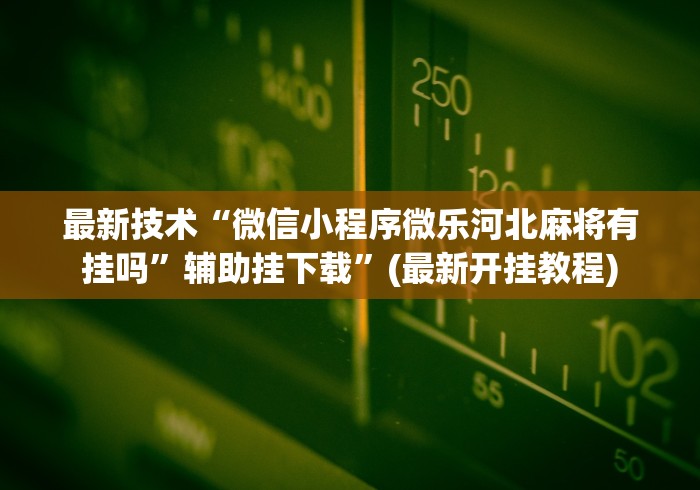 最新技术“微信小程序微乐河北麻将有挂吗”辅助挂下载	”(最新开挂教程)