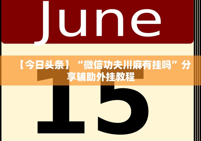 【今日头条】“微信功夫川麻有挂吗”分享辅助外挂教程